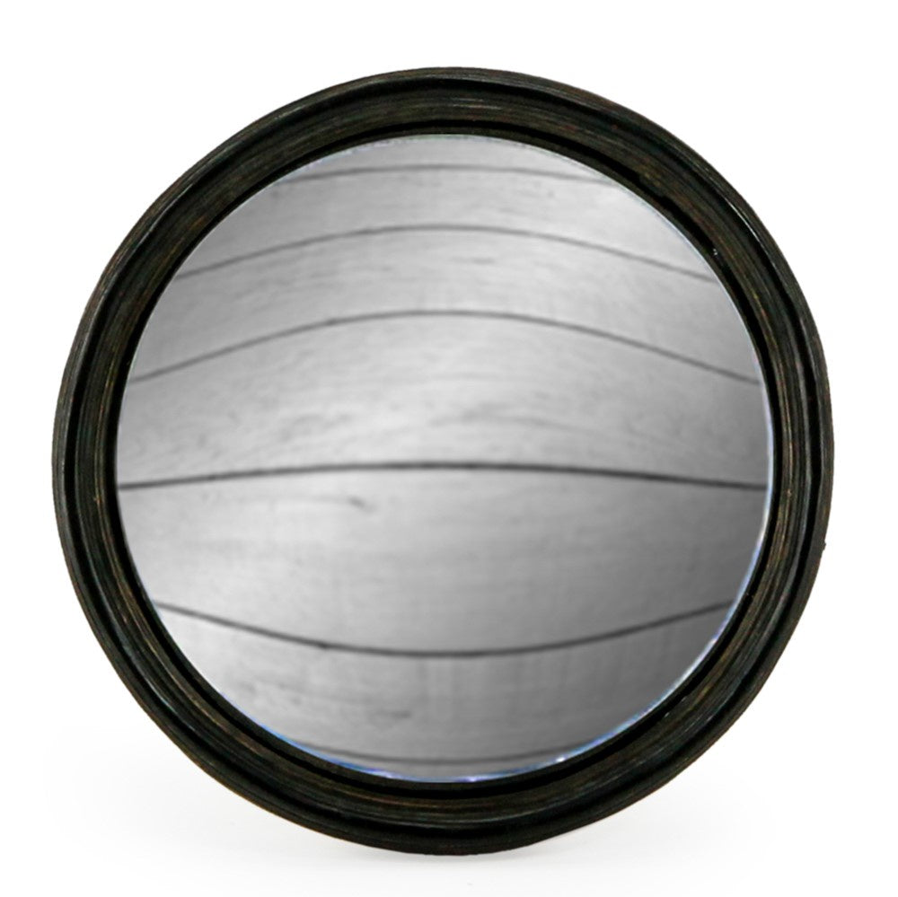 Antiqued Black Thin Frame Convex Mirror 21cm