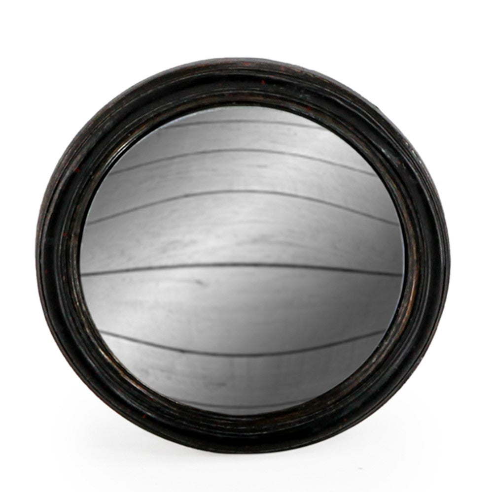 Antiqued Black Small Thin Framed Convex Mirror 13.5cm
