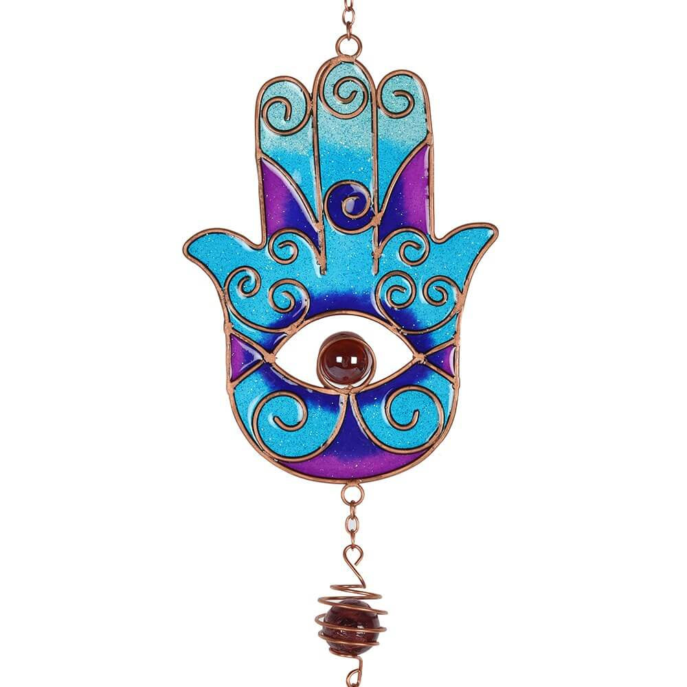 Protective Blue Hand of Hamsa Windchime