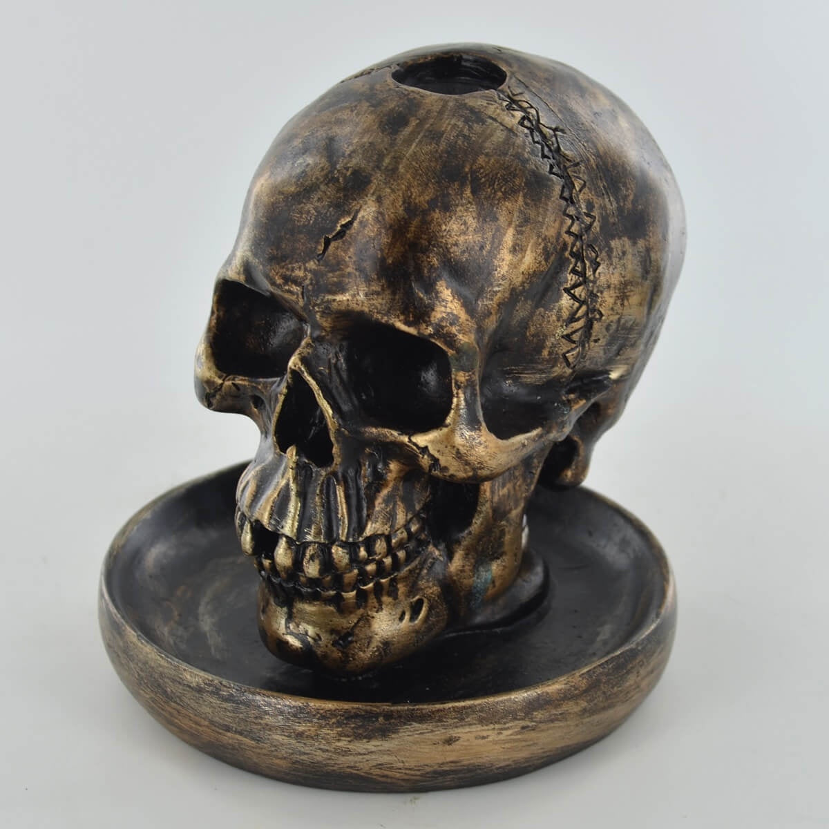 Buy Bronze Skull Backflow Incense Burner at Under the Sun Southend