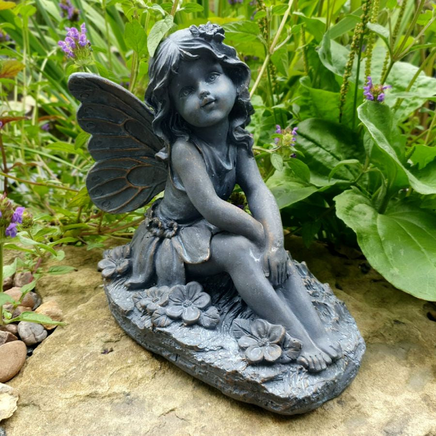 Sitting Bronzed Flower Fairy 23cm