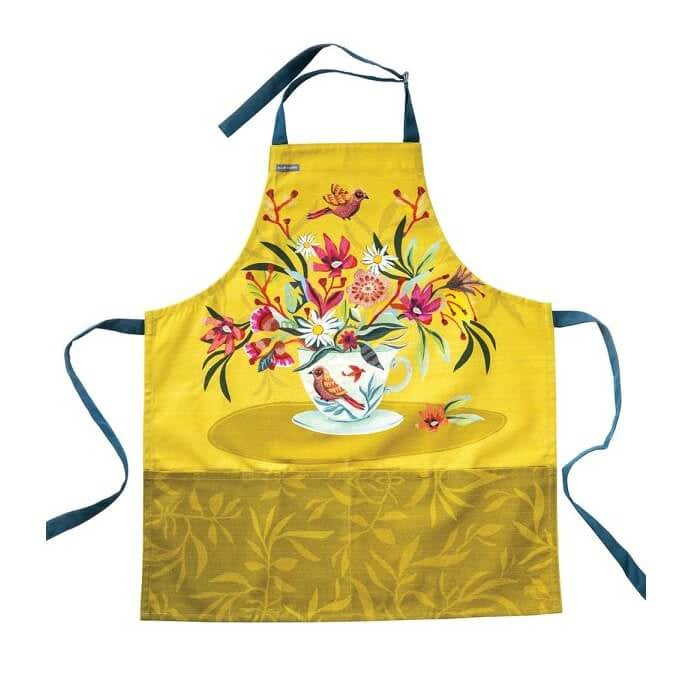 Cotton Apron with Cup of Tea and Flowers design at Under the Sun Southend