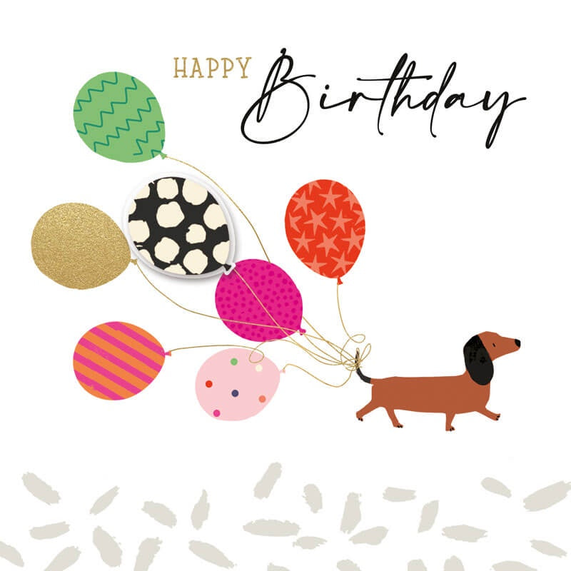 Dachshund Dog & Balloons Birthday Card PCT008