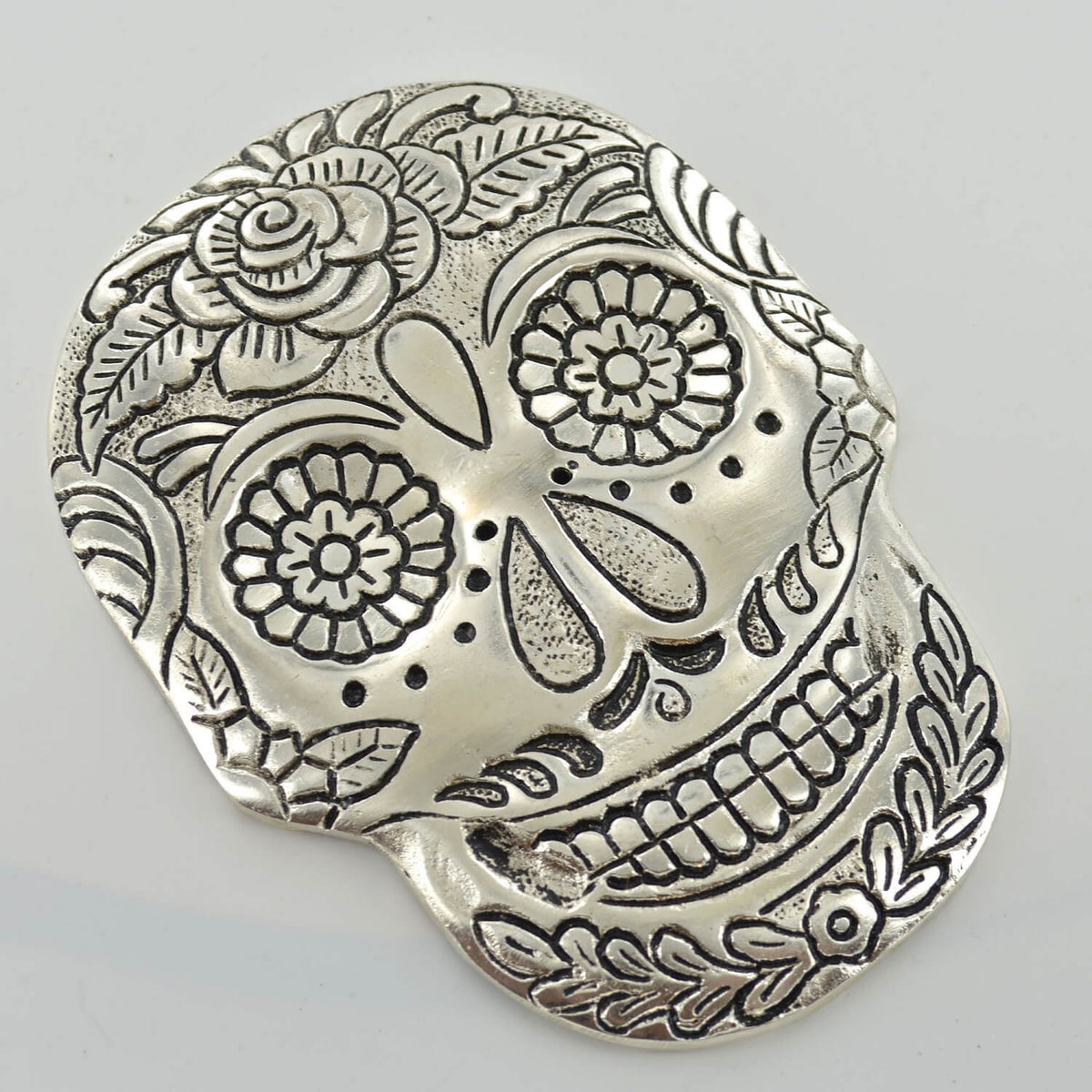 Day of The Dead Silver Skull Incense Stick Holder