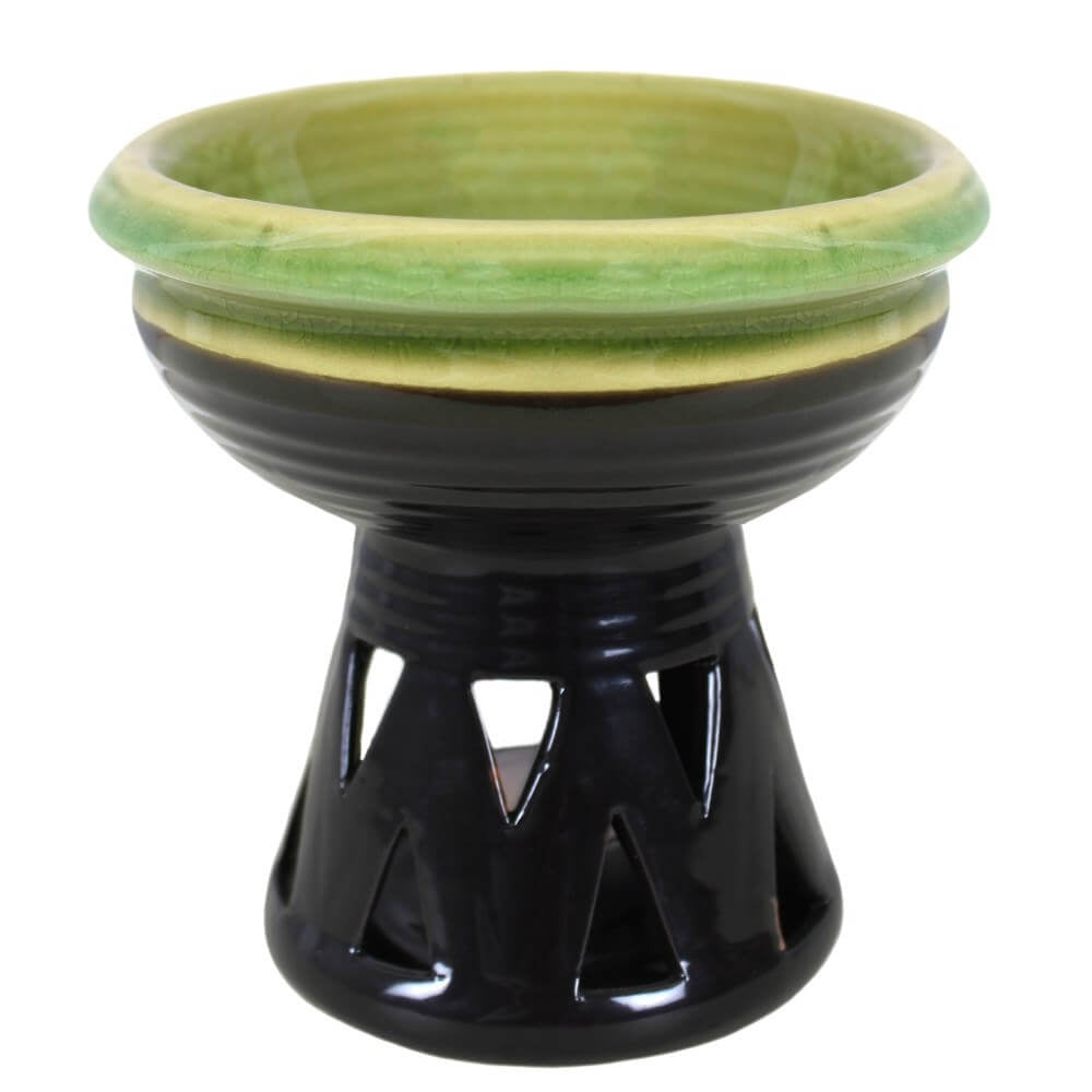 Green Ceramic Oil Burner with Deep Bowl