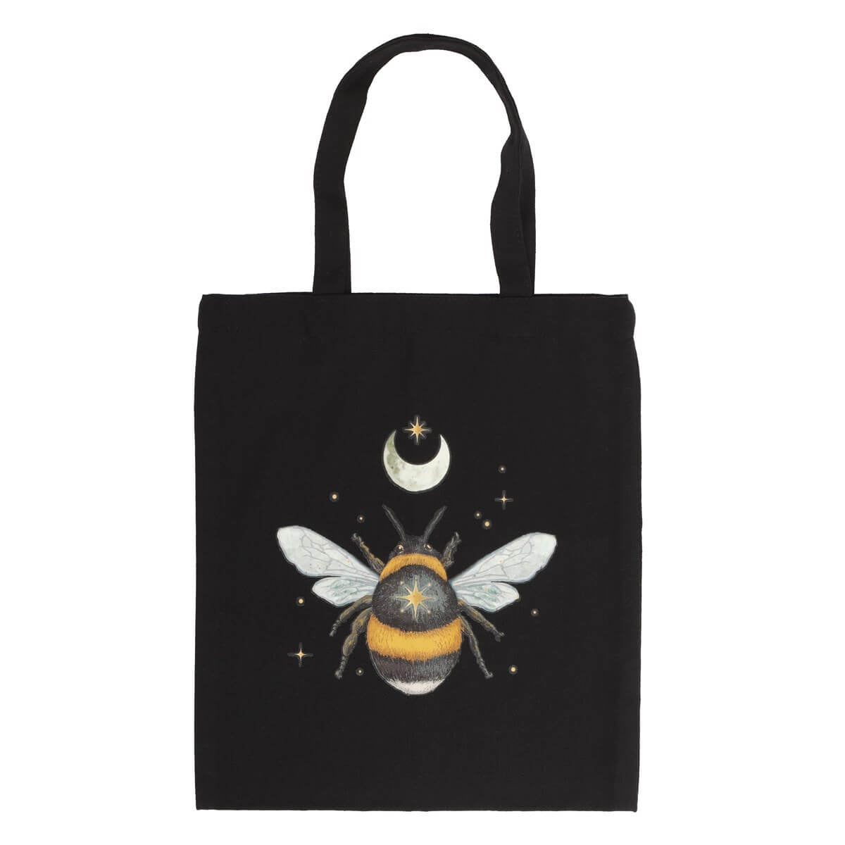 Forest Bee Black Cotton Tote Bag
