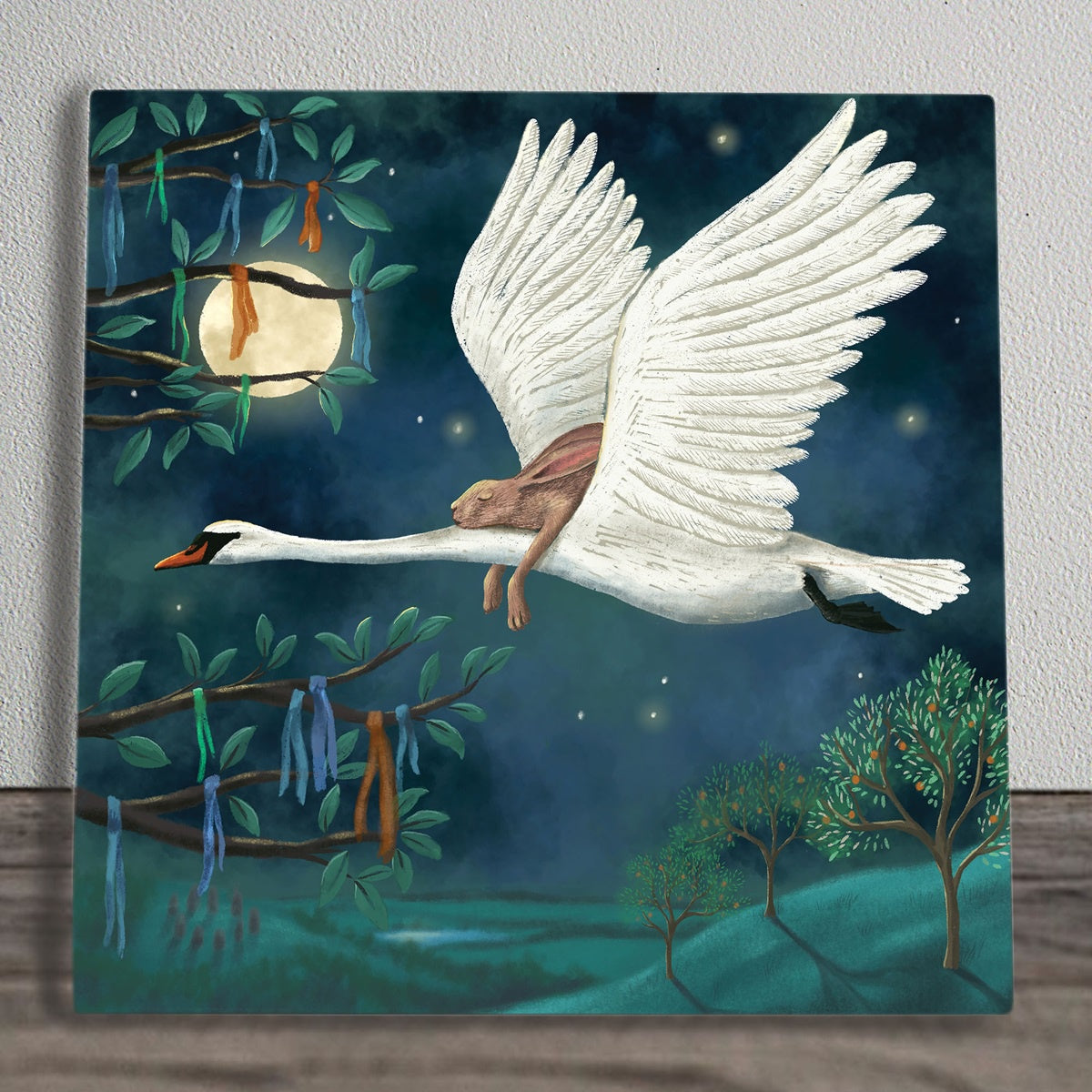 Full Moon Cloutie Dreams Painted Tile