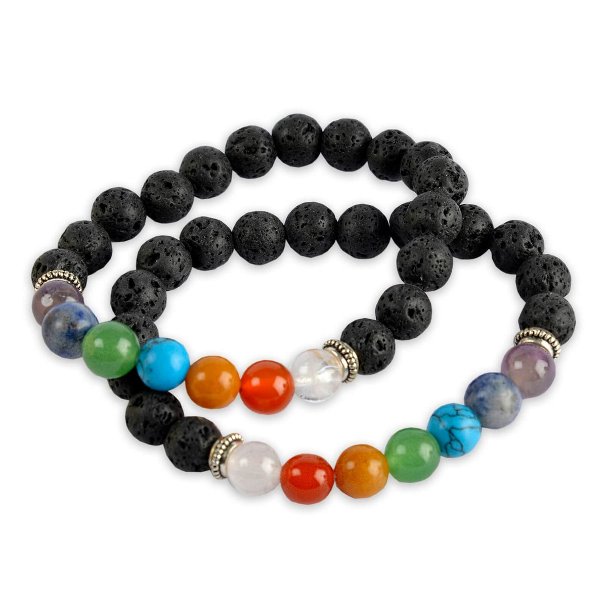 Lava Stone & Chakra Bead Bracelet