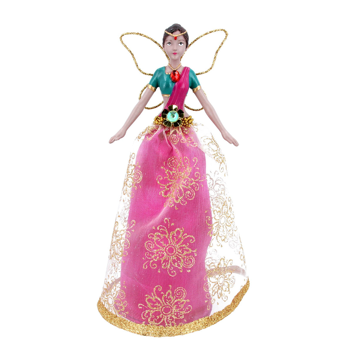 Bollywood Jewelled Pink Fabric Tree Top Fairy | Gisela Graham