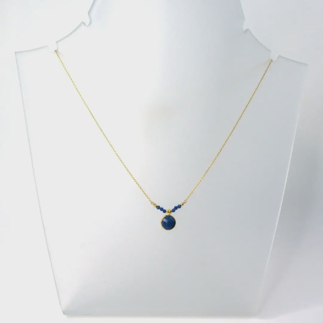 Gold Plated Round Drop Necklace LFN04-DP | Lapis & Sodalite