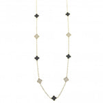 Black Quatrefoil Gold Plated Necklace