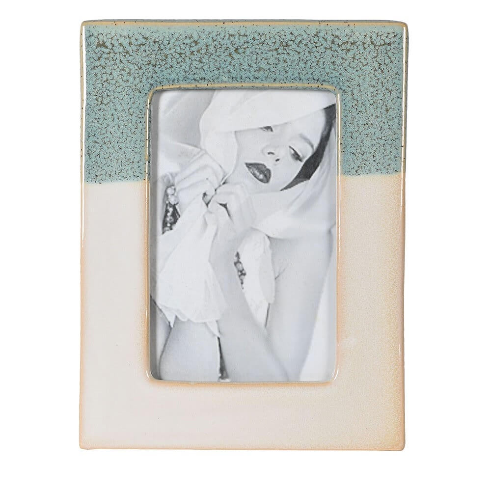 Green and White Ceramic Photo Frame