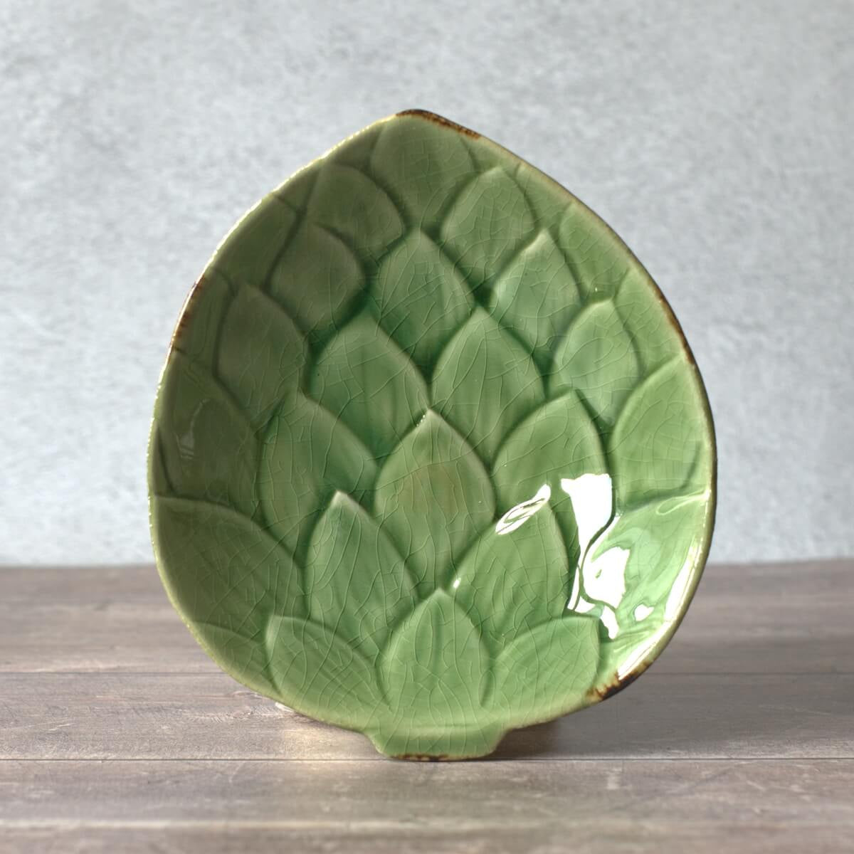 Ceramic Green Artichoke Leaf Dish