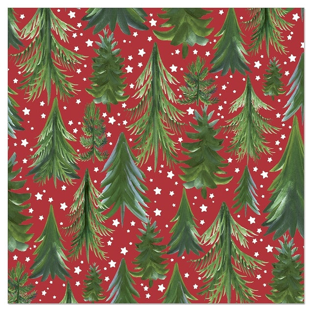 Green Chrsitmas Trees on Red Napkins