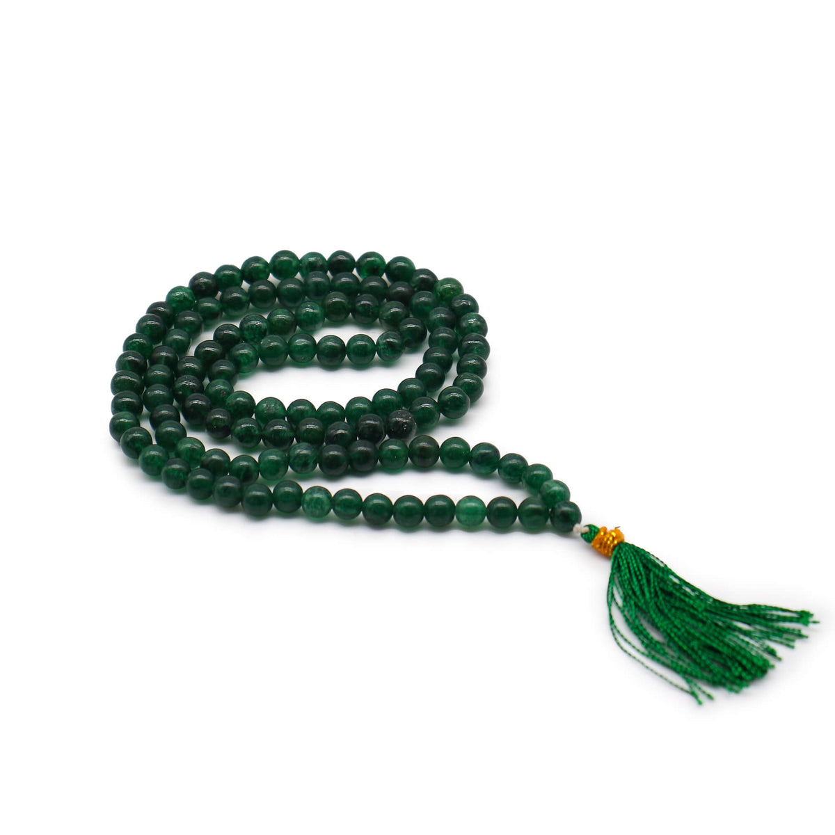 Dark Green Jade 108 Bead Mala Necklace