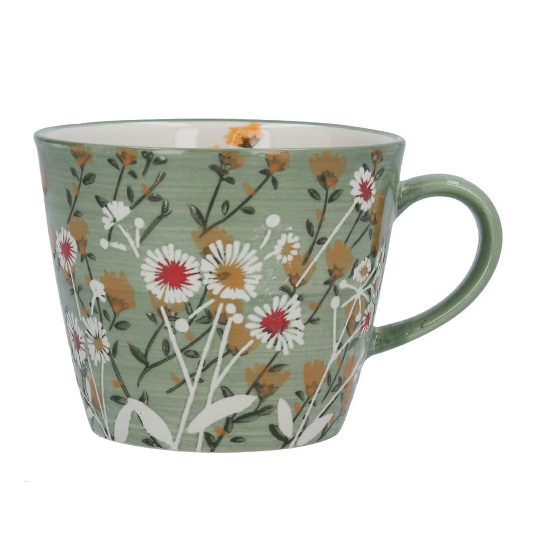Green Wild Daisy Ceramic Mug | Gisela Graham