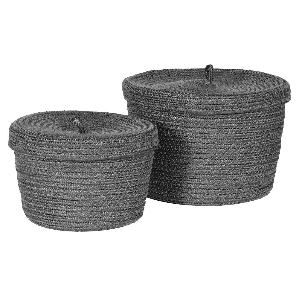 Grey Recycled Lidded Basket Set/2