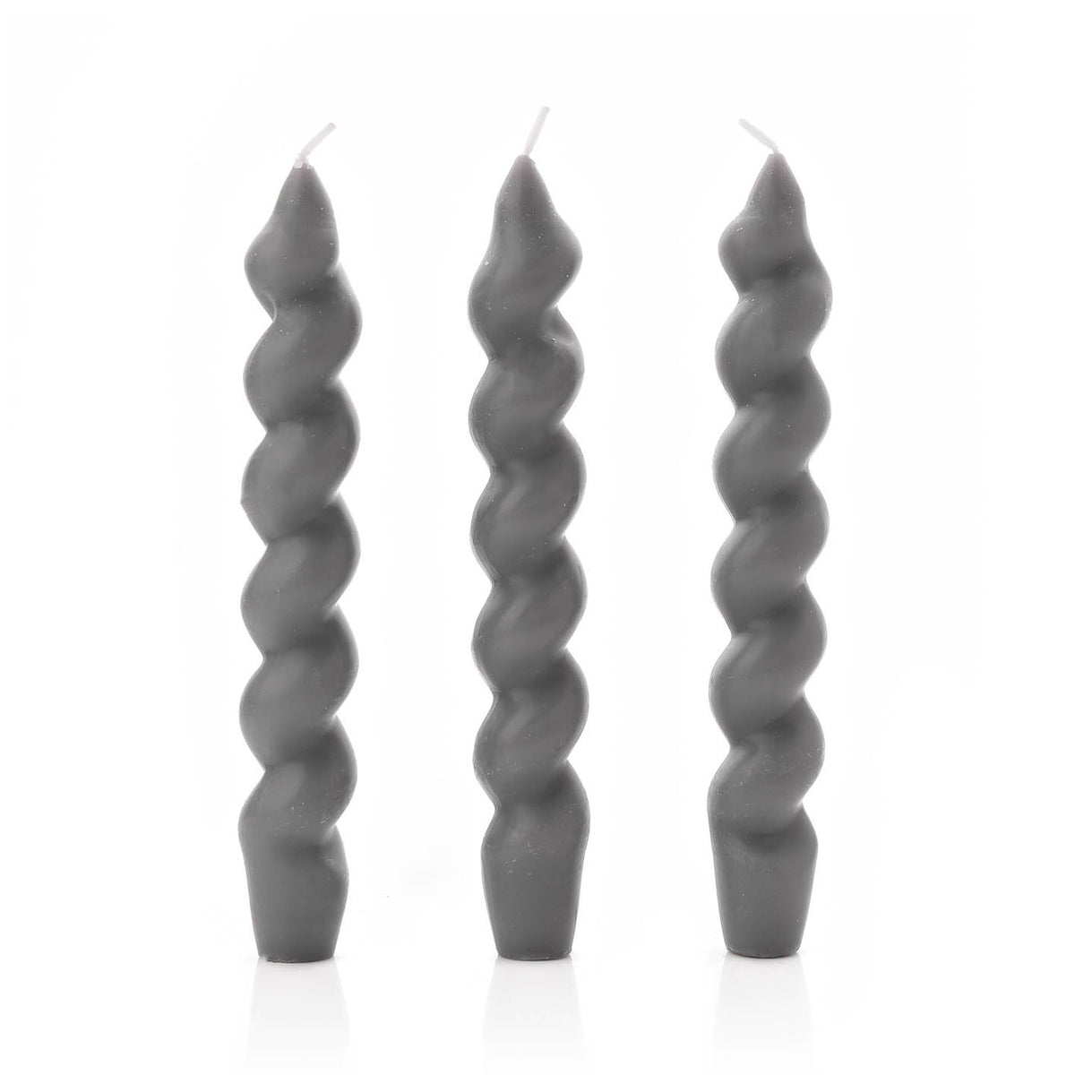 Set of 3 Twisted Taper Candles | Dove Grey