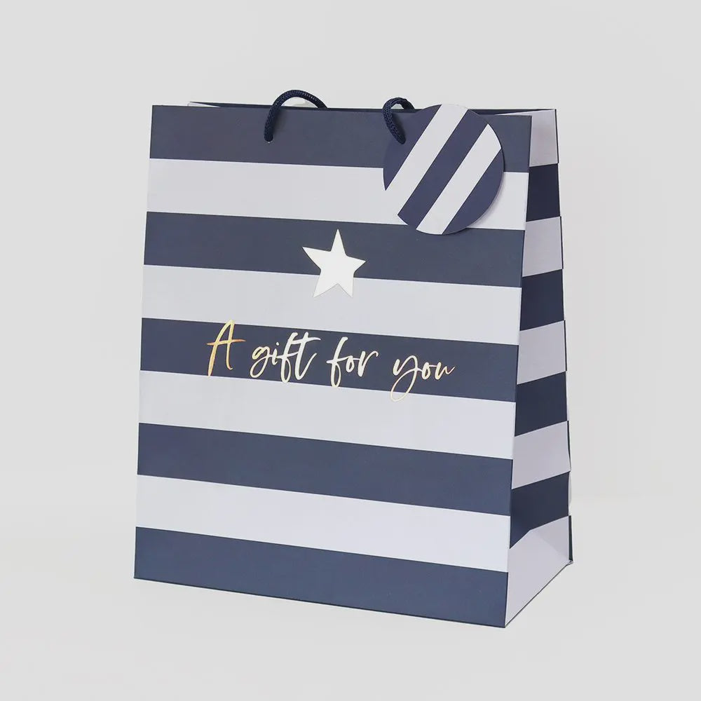 Gift Bag Blue Stripe | Portrait