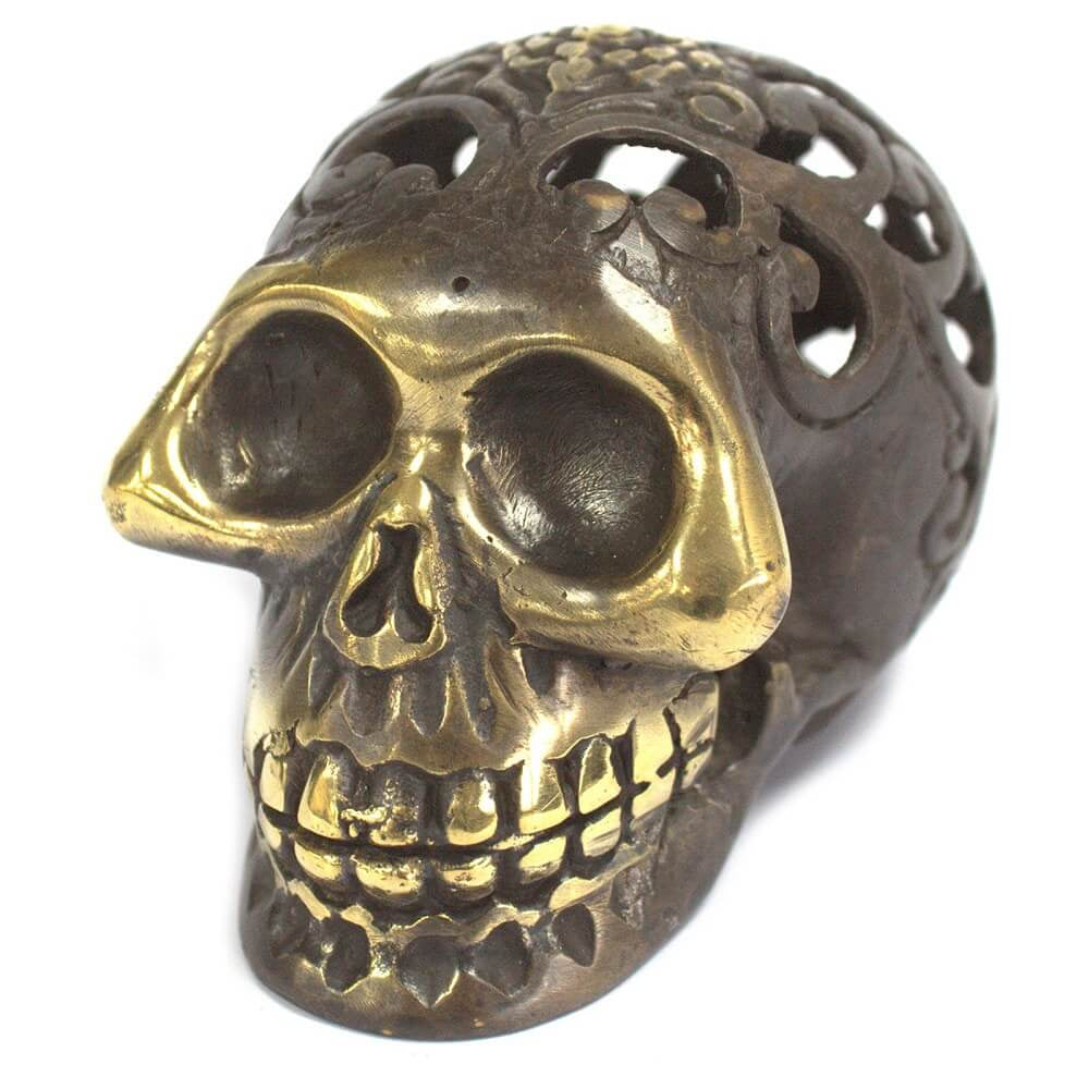 Vintage Brass Human Skull