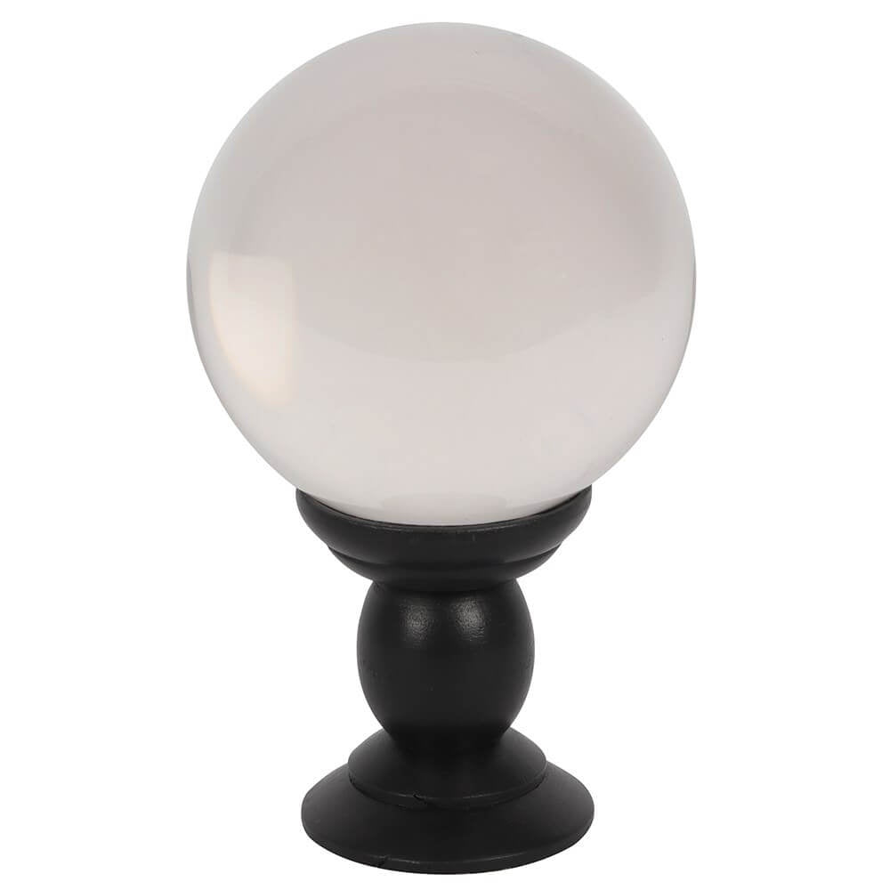 Large Clear Crystal Ball on Wooden Stand