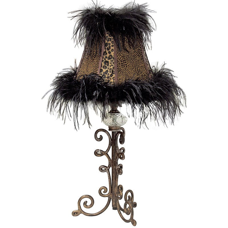 Leopard Print & Feather Boa Table Lamp