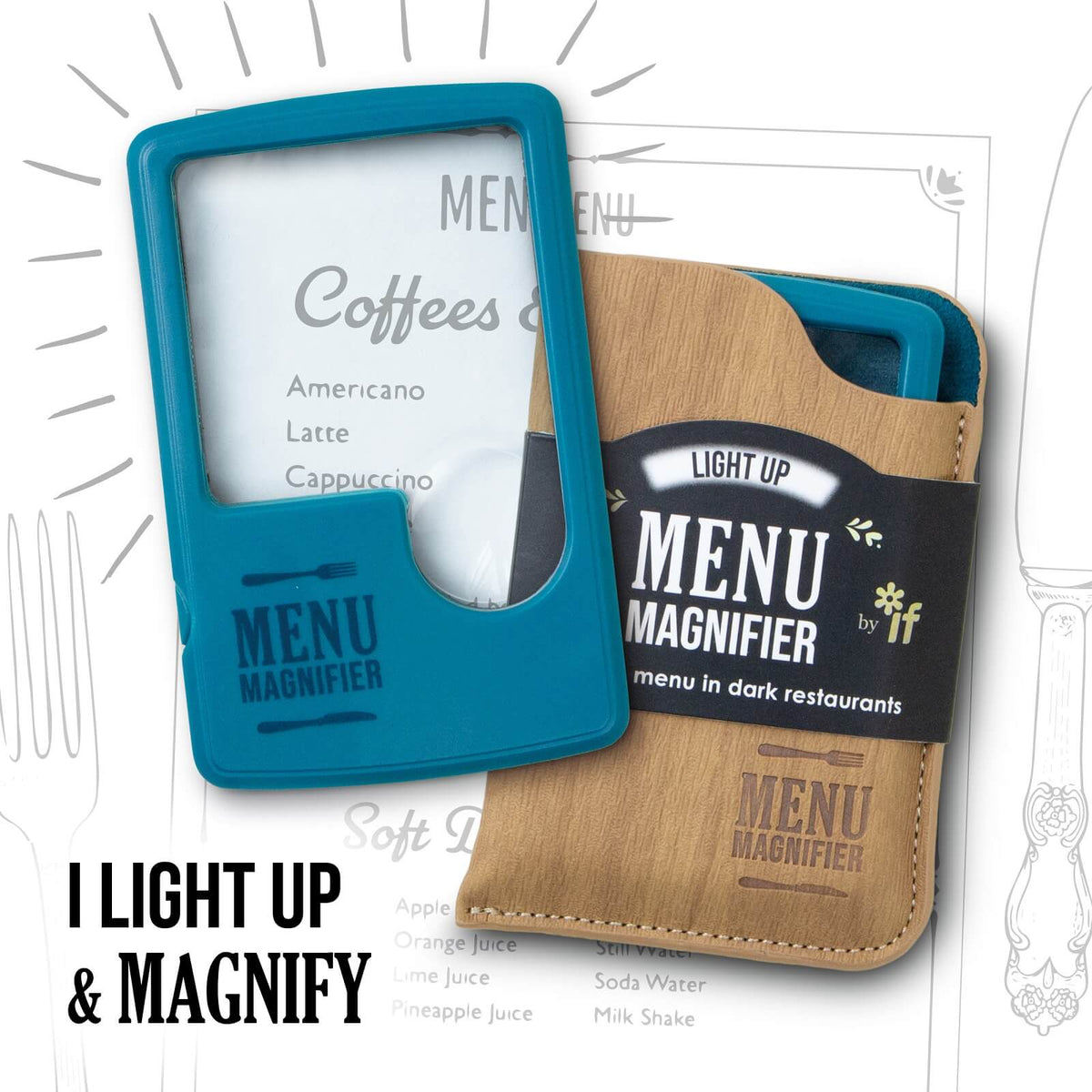 Light Up Menu Magnifier | Aqua Blue