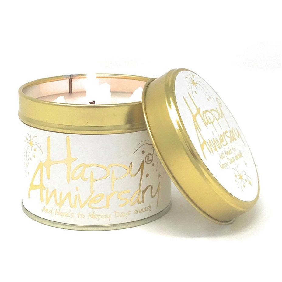 Lily Flame Happy Anniversary scented candle tin at Under the Sun Southend