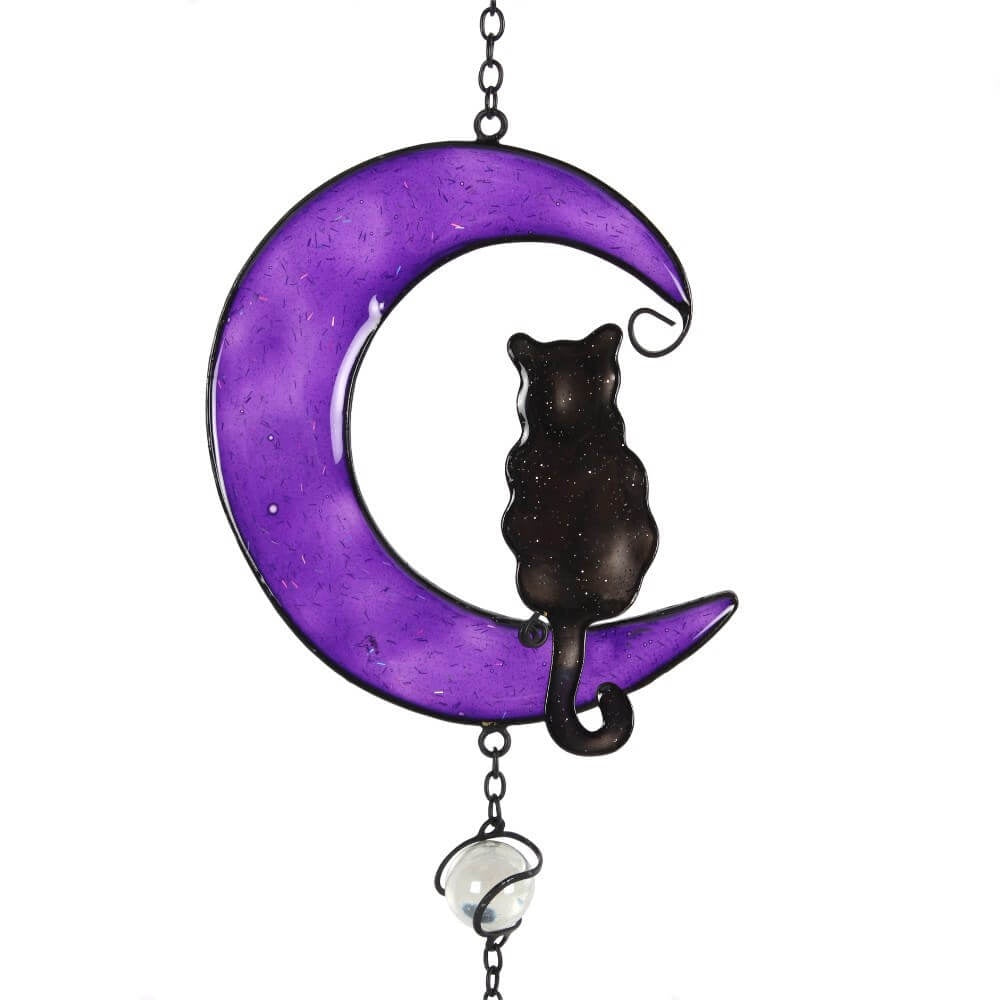 Black Cat & Purple Moon Windchime