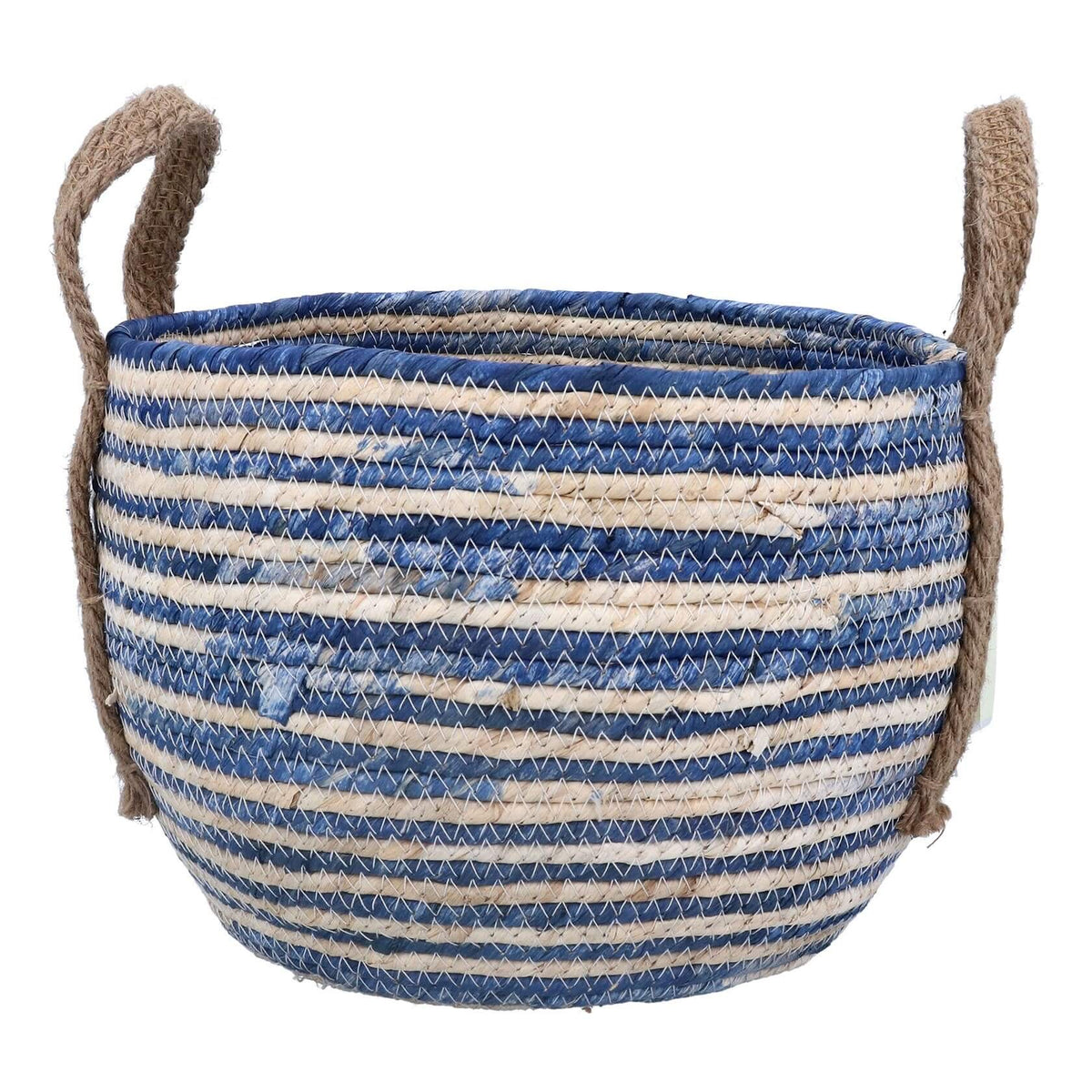 Medium Blue Round Basket with Handles