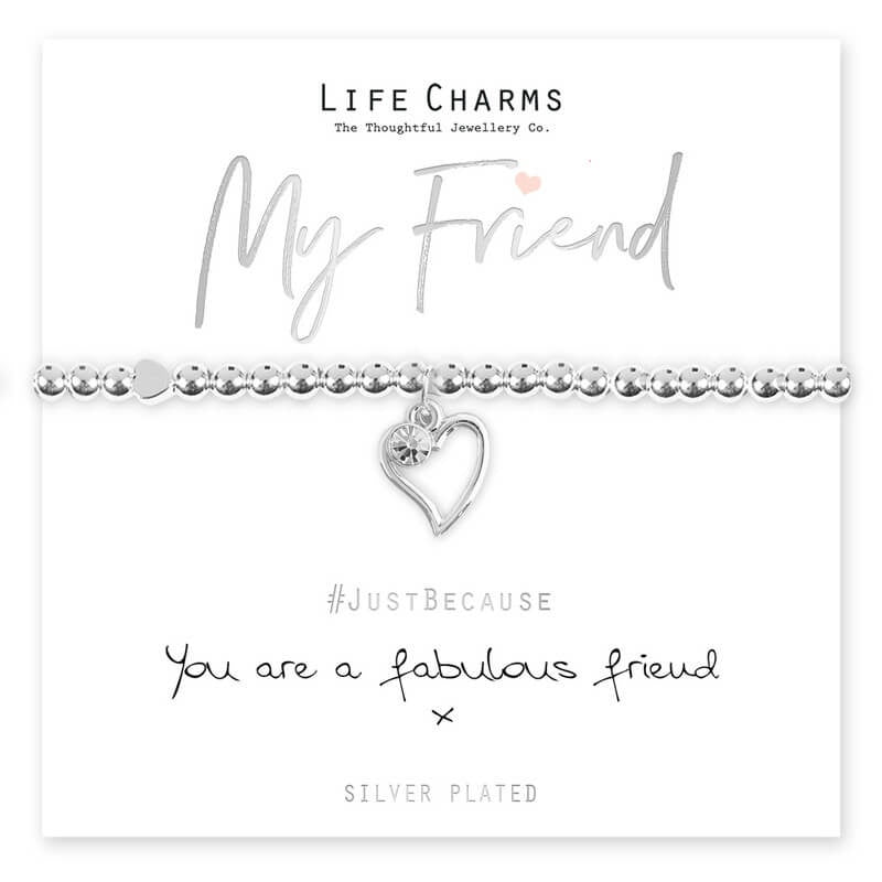 Fabulous Friend Heart Life Charms Bracelet