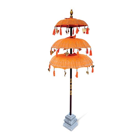 Bali Ceremonial Triple Parasol | Orange & Gold