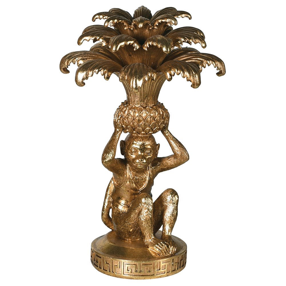 Tall Gold Monkey and Pineapple Candle Holder at Under the Sun shop Southend
