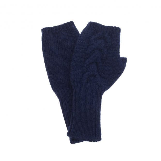 Navy Knitted Fingerless Gloves. G80NAVY