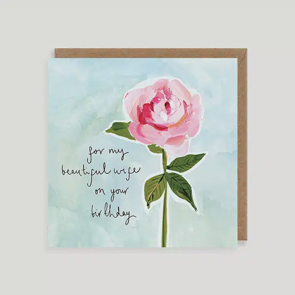 L. Mulgrew. Peony Wife Birthday Card