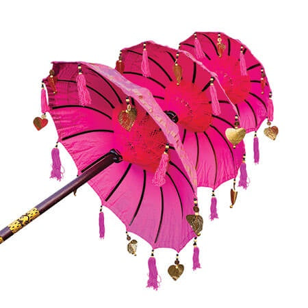 Bali Ceremonial Triple Parasol | Pink & Gold