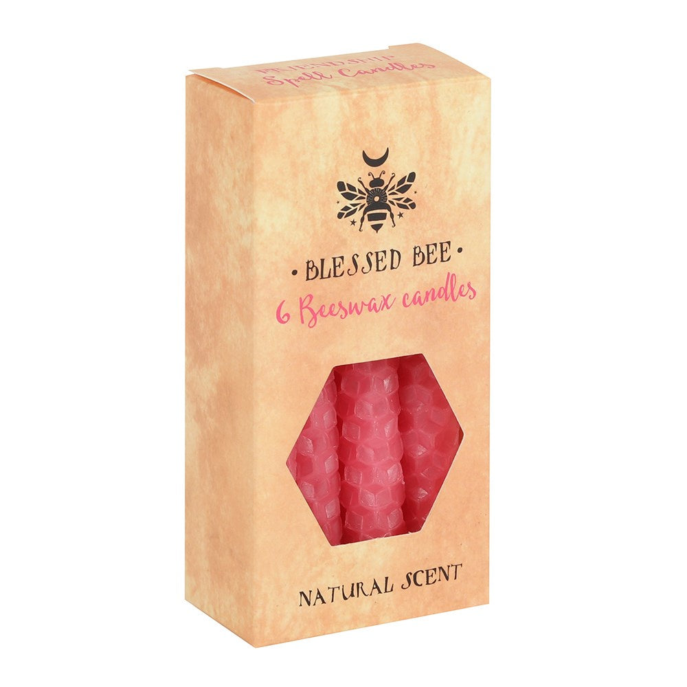 Pink for Friendship Beeswax Spell Candle. Pack/6