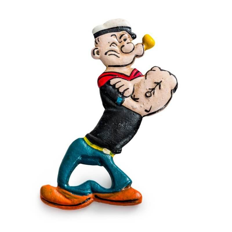 Cast iron Popeye the Sailor bottle opener from Under the Sun Southend