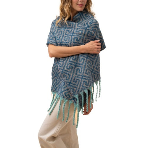 Powder Athena Cosy Scarf | Denim and Taupe