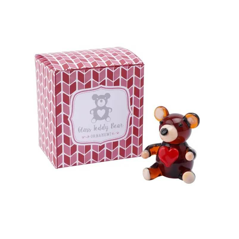 Artisan Glass Teddy with Red Heart