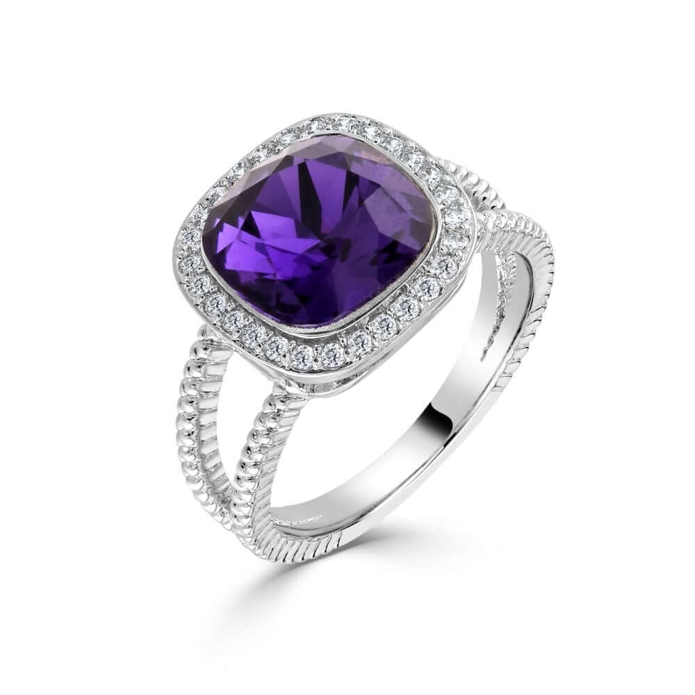 Purple Swarovski Crystal and Zirconia Ring