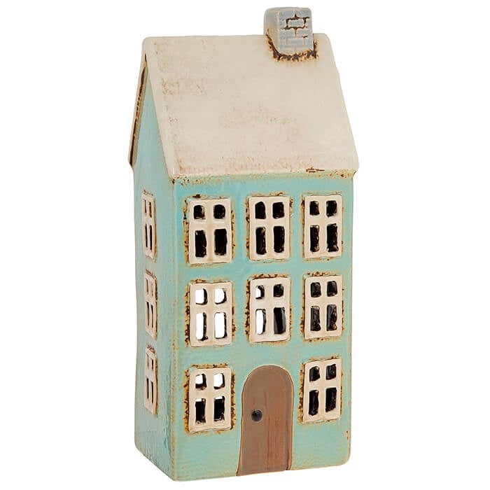 Tall Blue House Pottery Tealight Holder