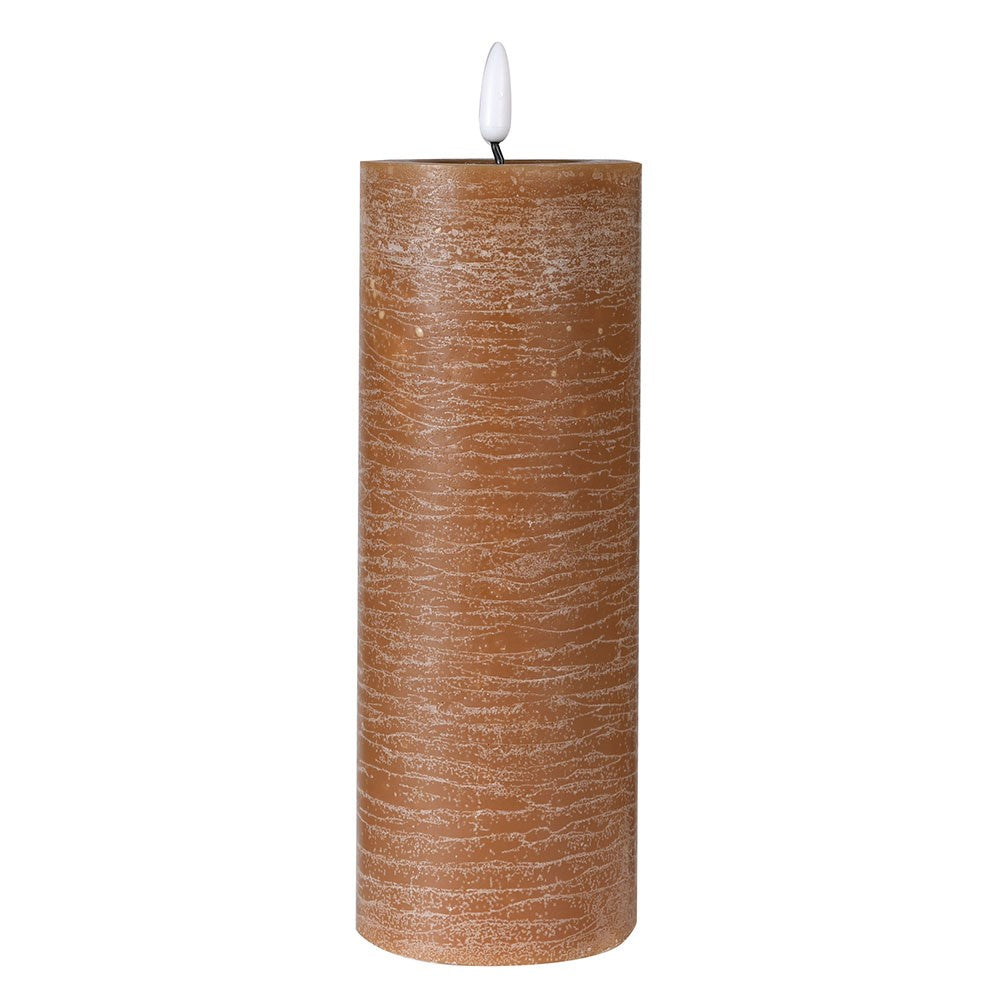 Tall 20cm Tobacco LED Pillar Candle at Under the Sun Southend