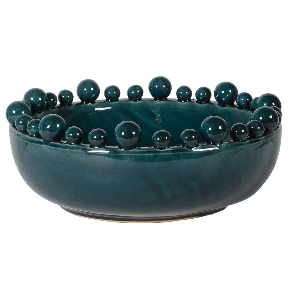 Teal Ceramic Bobble Edged Bowl