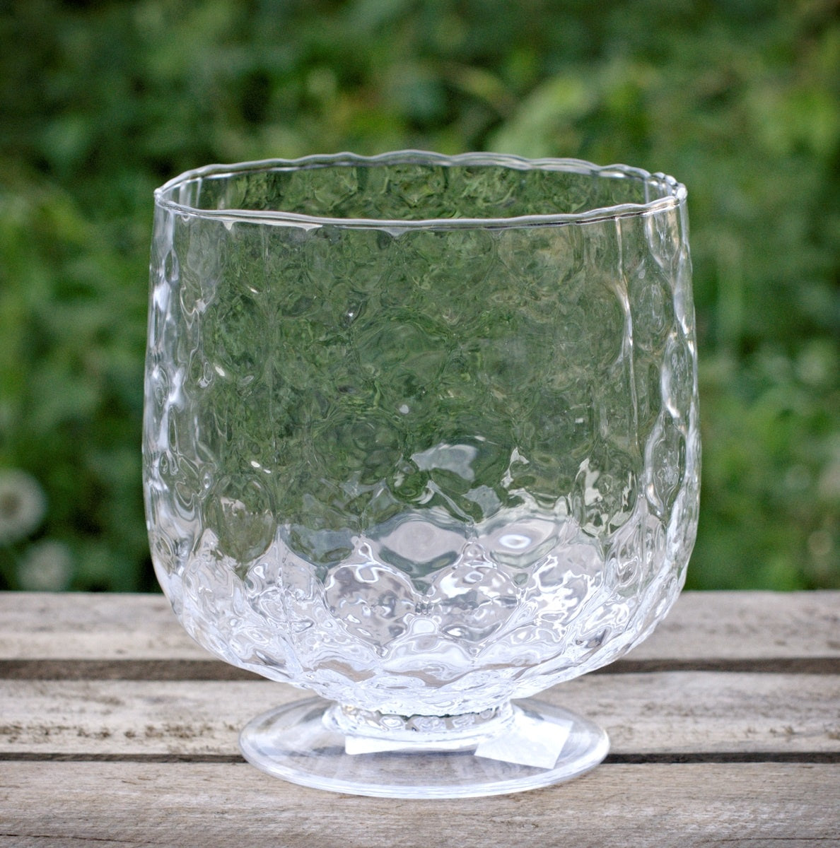 Dimpled Glass Hurricane with Foot Base