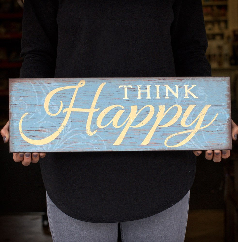 Think Happy Turq MDF Sign