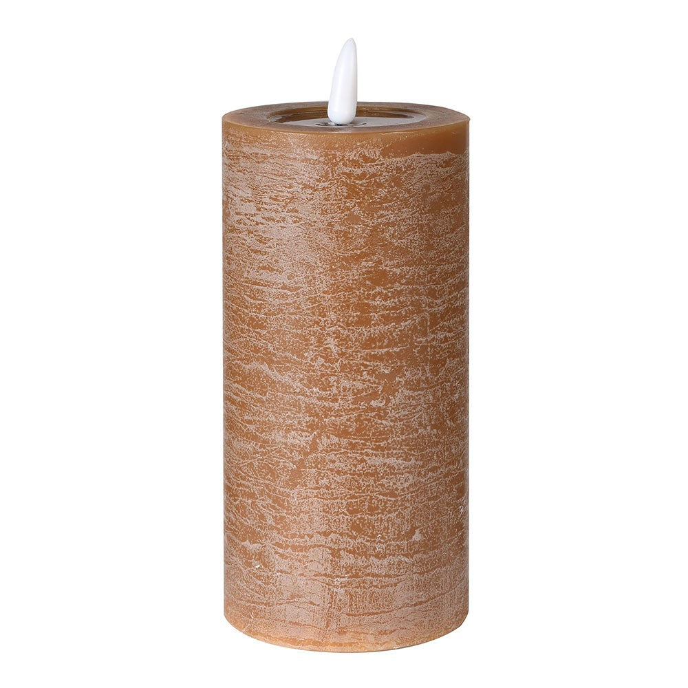 Tobacco Colour LED Pillar Candle 15cm