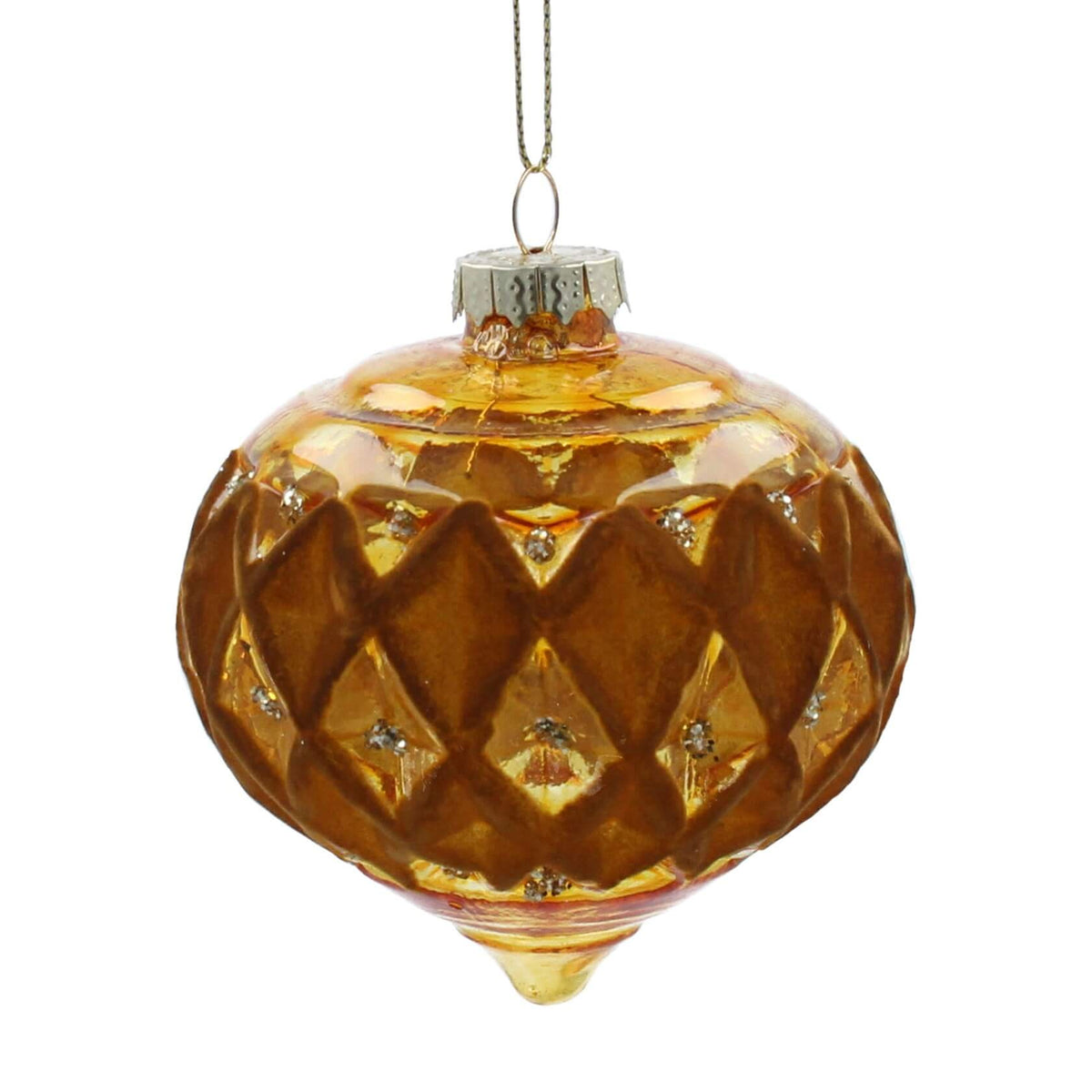 Gold Faceted Glass Ogee Christmas Bauble | Gisela Graham
