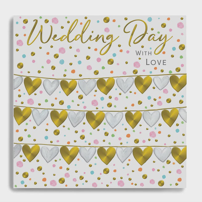 Wedding Day- With Love- Rows of Gold and White Hearts