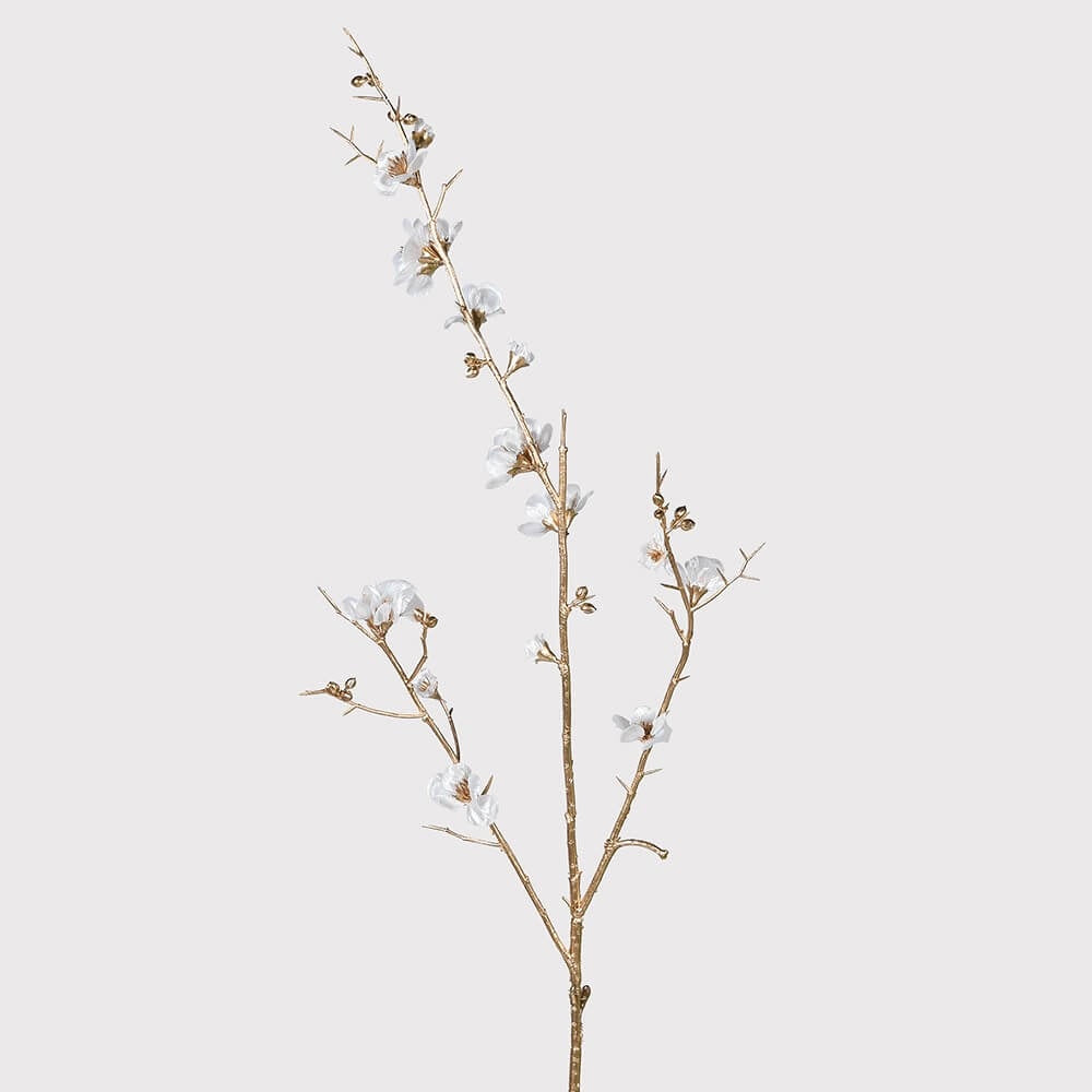 White and Gold Cherry Blossom Stem